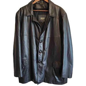 IRVINE Park Leather Men's Lined Button Front Coat Size Large